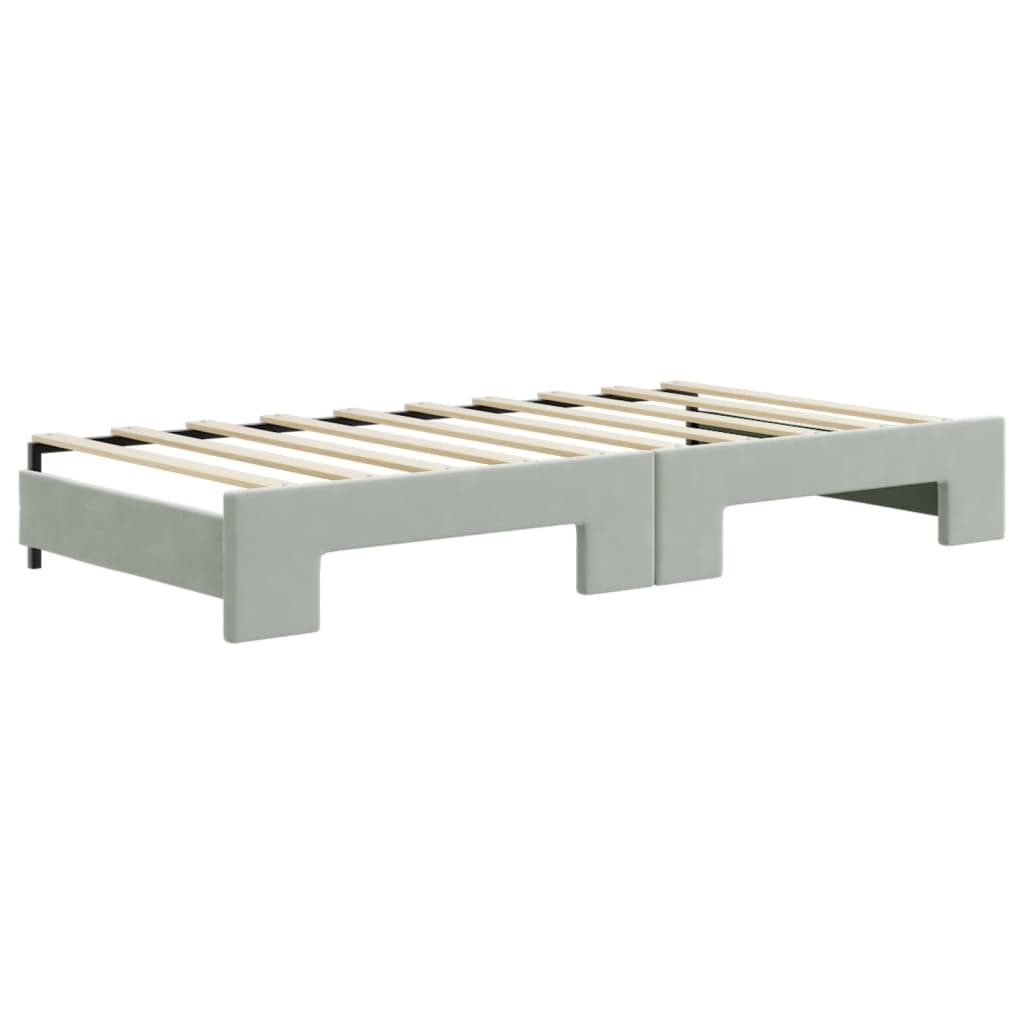 vidaXL Sofa rozsuwana z szufladami, jasnoszara, 90x190 cm, aksamit