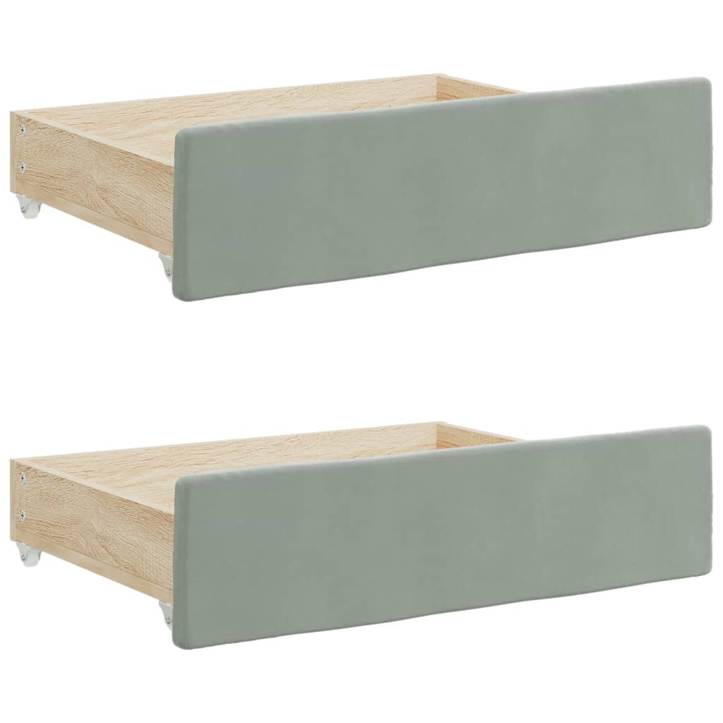 vidaXL Sofa rozsuwana z szufladami, jasnoszara, 90x190 cm, aksamit