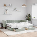 vidaXL Sofa rozsuwana z szufladami, jasnoszara, 90x190 cm, aksamit