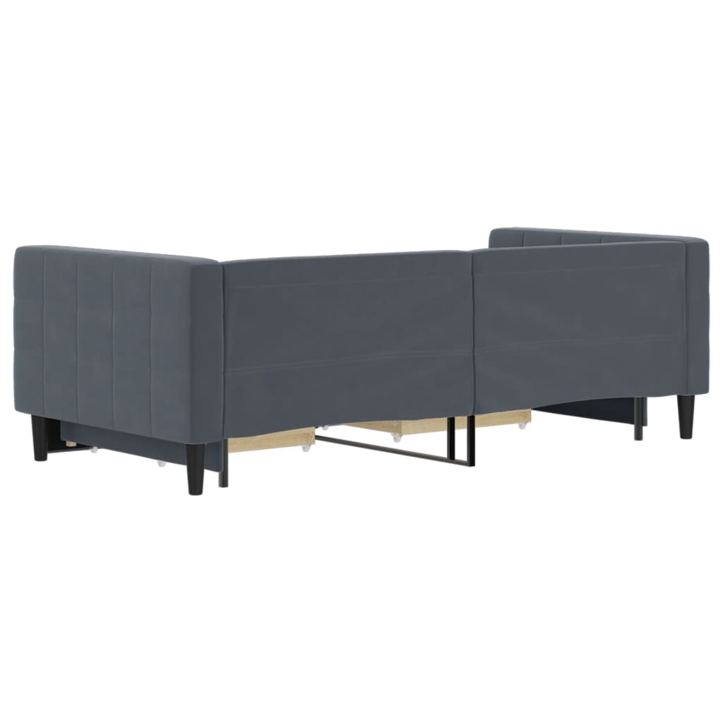 vidaXL Sofa rozsuwana z szufladami, ciemnoszara, 90x190 cm, aksamit