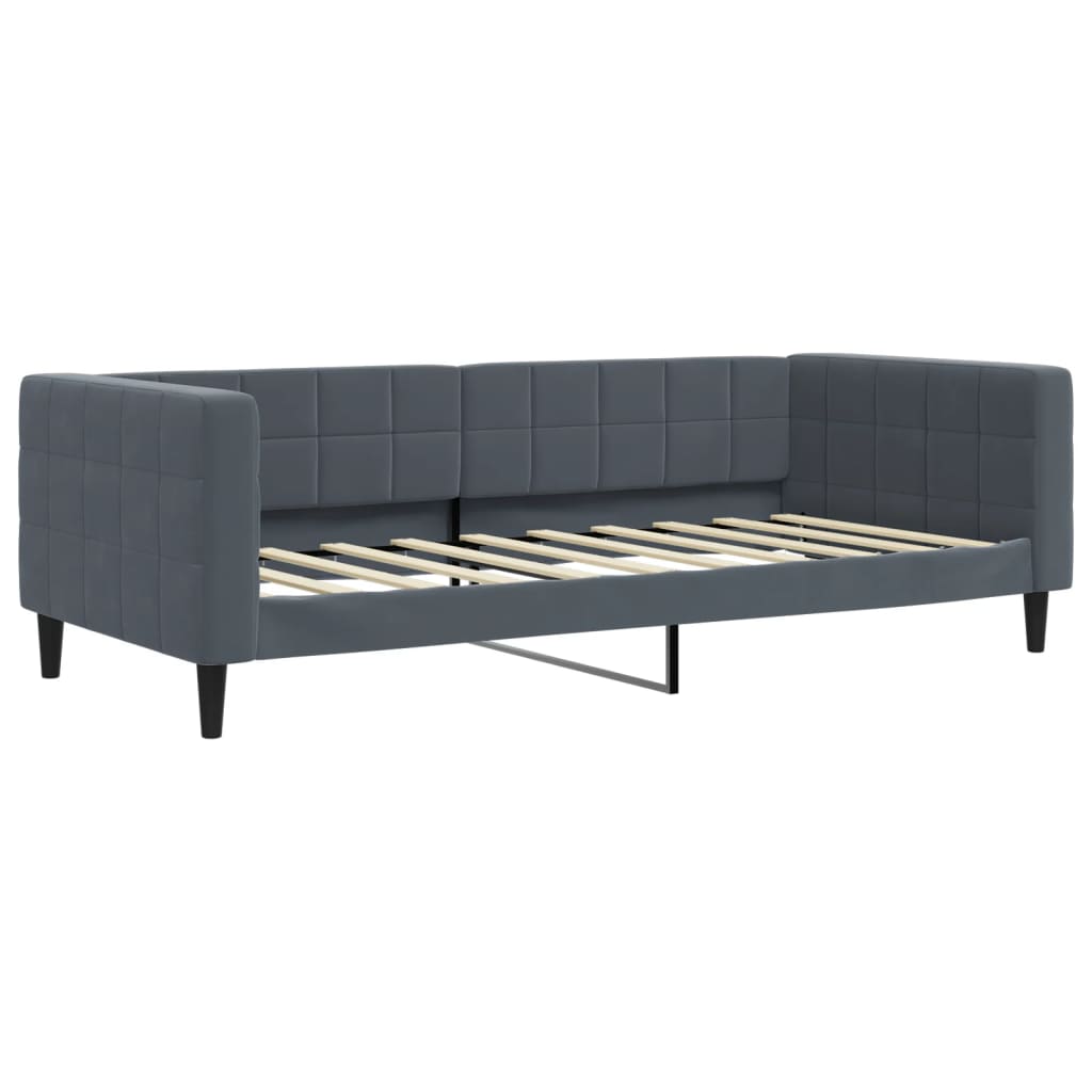 vidaXL Sofa rozsuwana z szufladami, ciemnoszara, 90x190 cm, aksamit