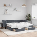 vidaXL Sofa rozsuwana z szufladami, ciemnoszara, 90x190 cm, aksamit