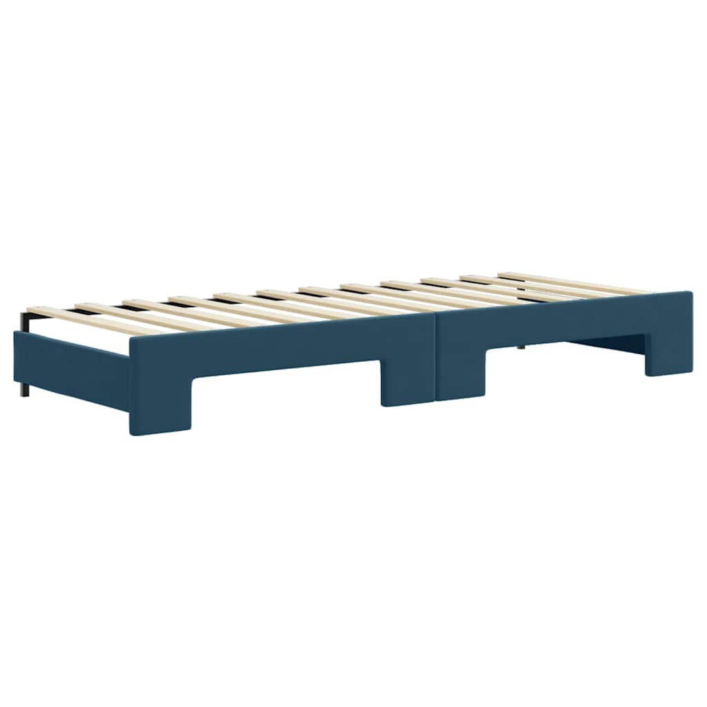 vidaXL Sofa rozsuwana z szufladami, niebieska, 80x200 cm, aksamit