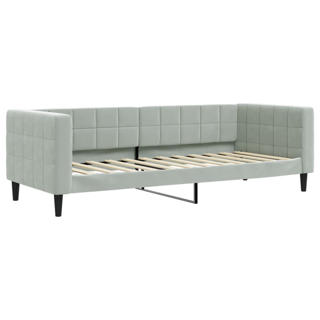 vidaXL Sofa rozsuwana z szufladami, jasnoszara, 80x200 cm, aksamit