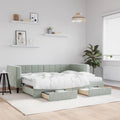 vidaXL Sofa rozsuwana z szufladami, jasnoszara, 80x200 cm, aksamit
