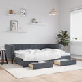 vidaXL Sofa rozsuwana z szufladami, ciemnoszara, 80x200 cm, aksamit