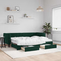 vidaXL Sofa rozsuwana z szufladami, ciemnozielona, 80x200 cm, aksamit