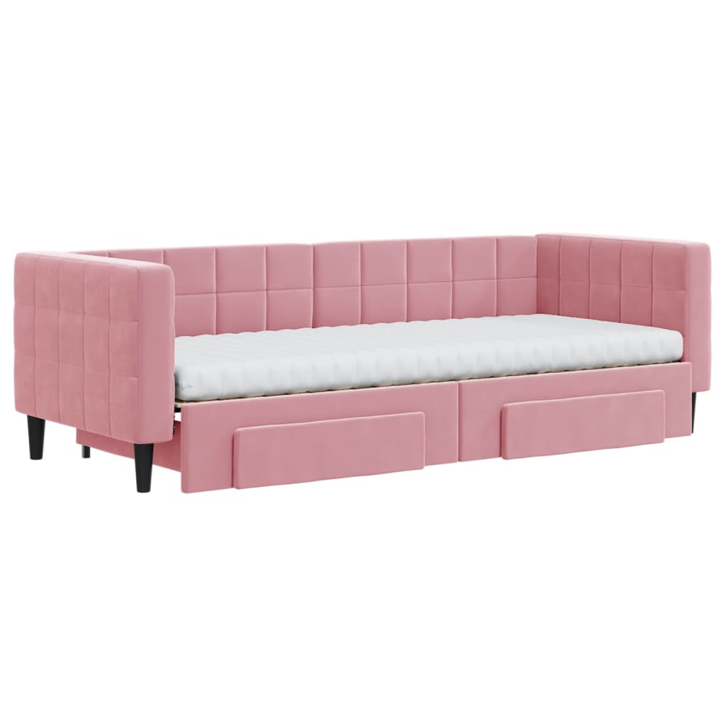 vidaXL Sofa rozsuwana z szufladami, różowa, 80x200 cm, aksamit
