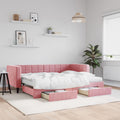vidaXL Sofa rozsuwana z szufladami, różowa, 80x200 cm, aksamit