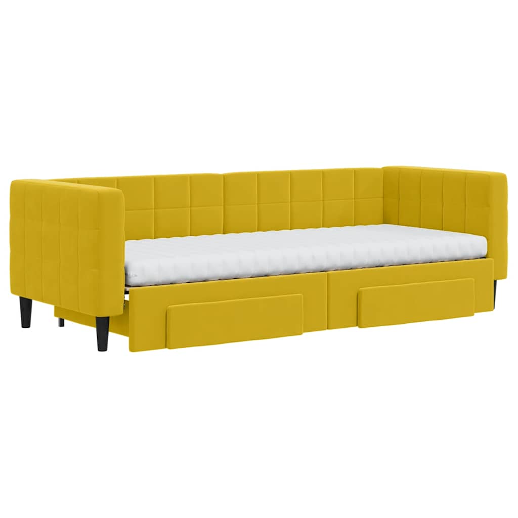 vidaXL Sofa rozsuwana z szufladami, żółta, 80x200 cm, aksamit