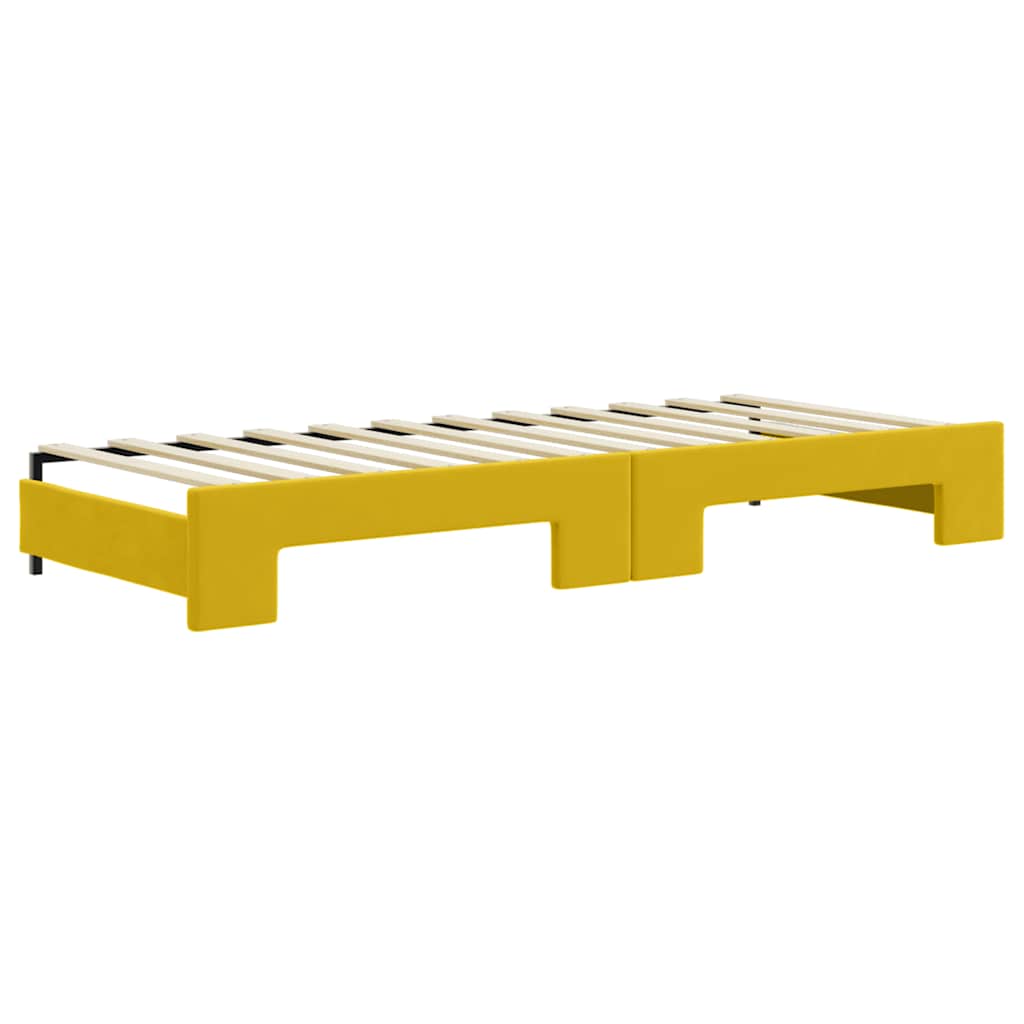 vidaXL Sofa rozsuwana z szufladami, żółta, 80x200 cm, aksamit
