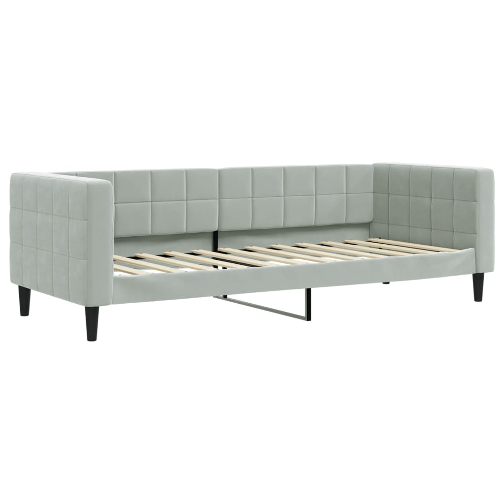 vidaXL Sofa rozsuwana z szufladami, jasnoszara, 90x200 cm, aksamit