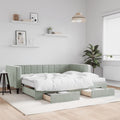 vidaXL Sofa rozsuwana z szufladami, jasnoszara, 90x200 cm, aksamit