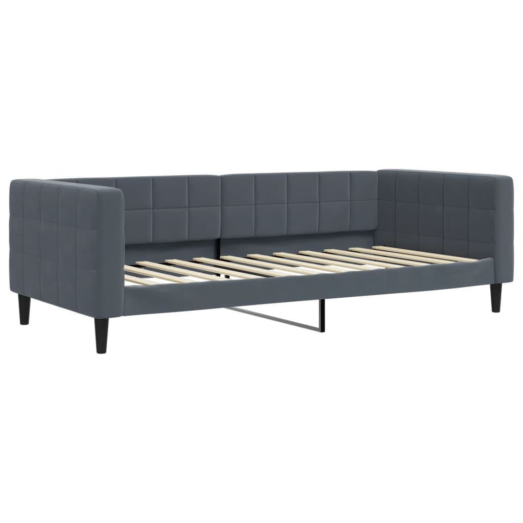 vidaXL Sofa rozsuwana z szufladami, ciemnoszara, 90x200 cm, aksamit