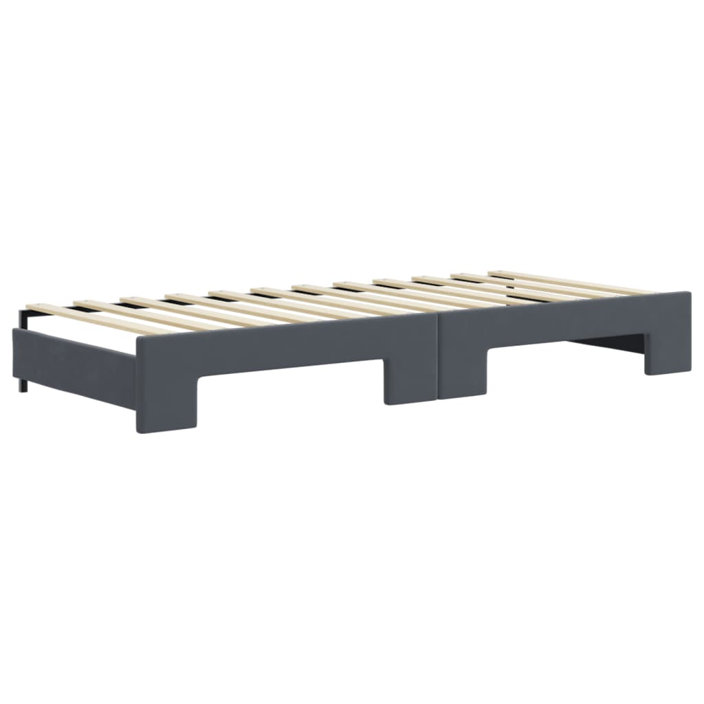 vidaXL Sofa rozsuwana z szufladami, ciemnoszara, 90x200 cm, aksamit