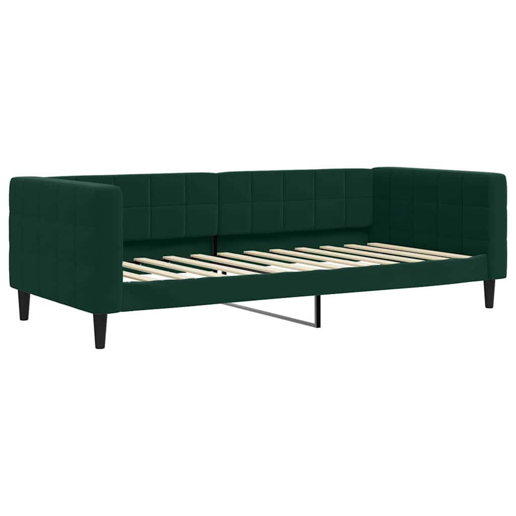 vidaXL Sofa rozsuwana z szufladami, ciemnozielona, 90x200 cm, aksamit