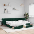 vidaXL Sofa rozsuwana z szufladami, ciemnozielona, 90x200 cm, aksamit