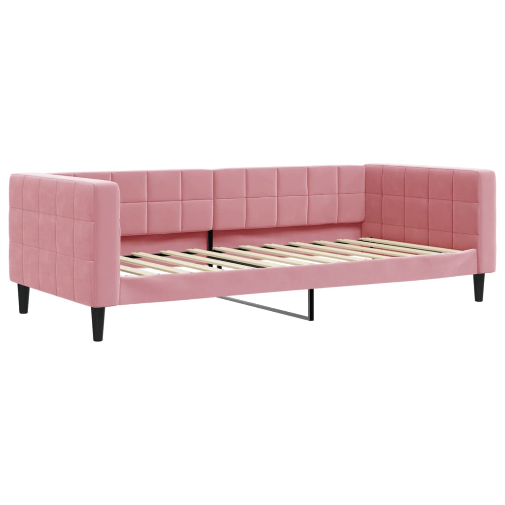 vidaXL Sofa rozsuwana z szufladami, różowa, 90x200 cm, aksamit