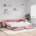 vidaXL Sofa rozsuwana z szufladami, różowa, 90x200 cm, aksamit