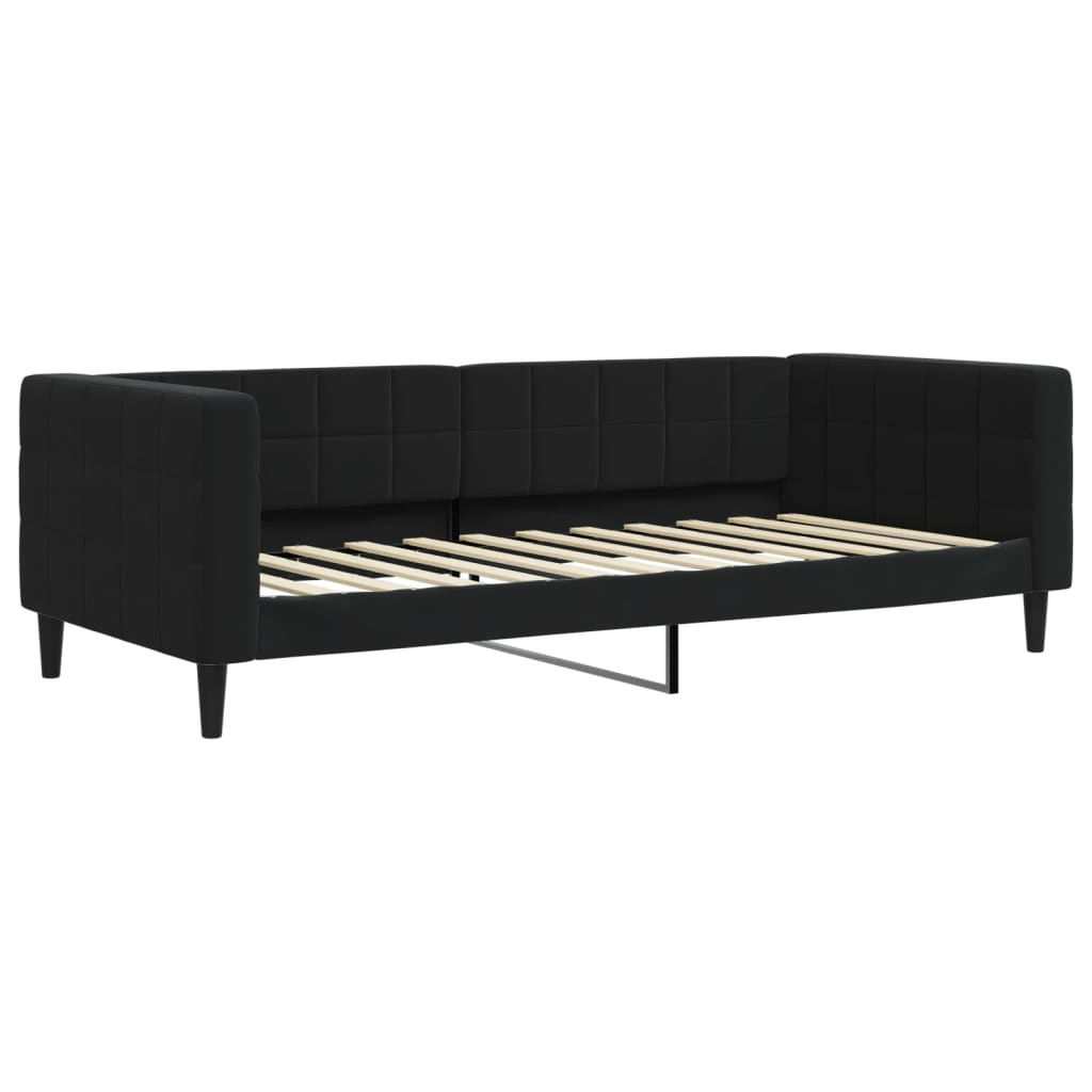 vidaXL Sofa rozsuwana z szufladami, czarna, 90x200 cm, aksamit
