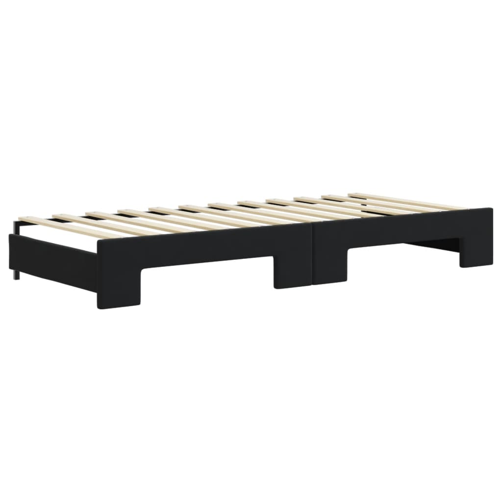 vidaXL Sofa rozsuwana z szufladami, czarna, 90x200 cm, aksamit