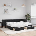 vidaXL Sofa rozsuwana z szufladami, czarna, 90x200 cm, aksamit