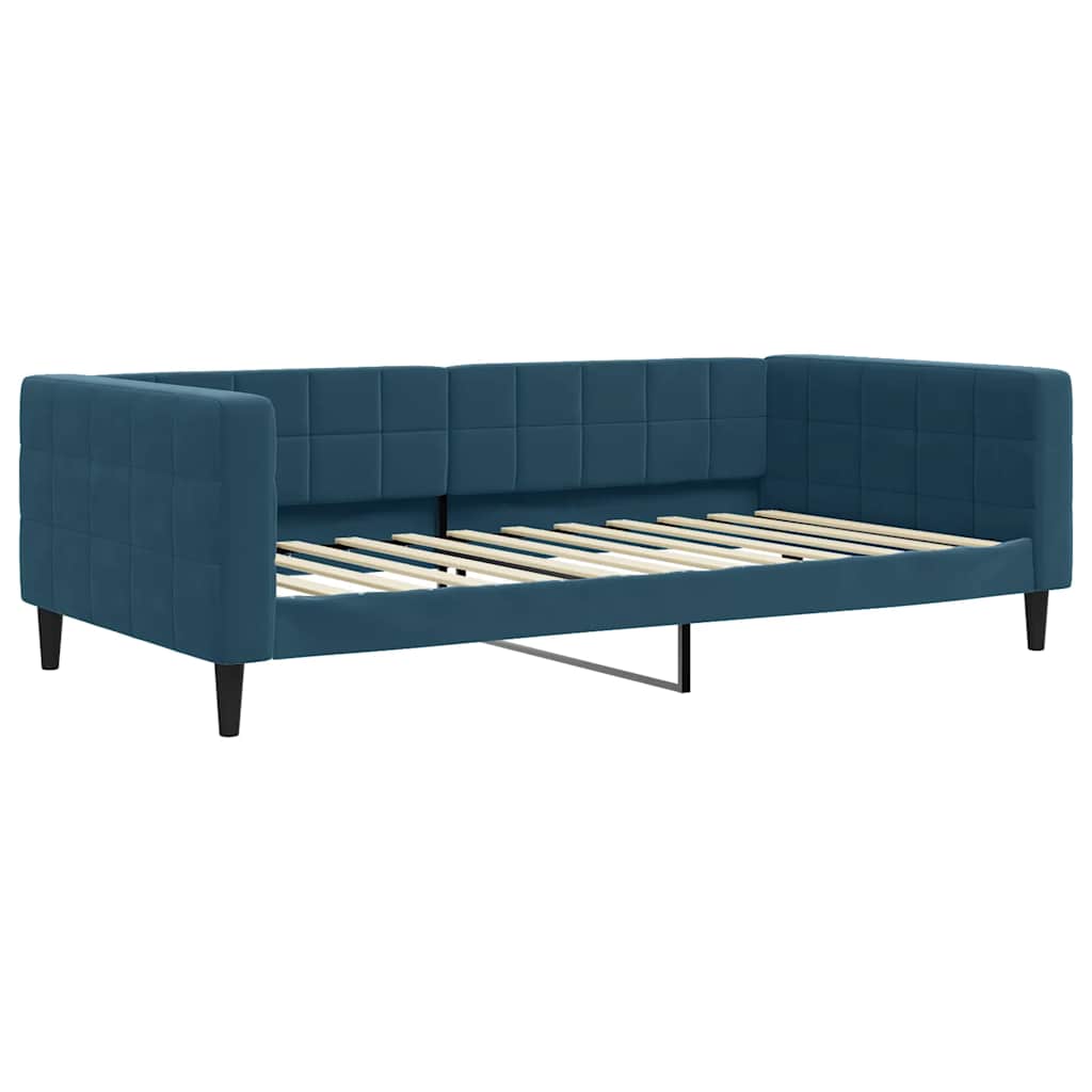 vidaXL Sofa rozsuwana z szufladami, niebieska, 100x200 cm, aksamit