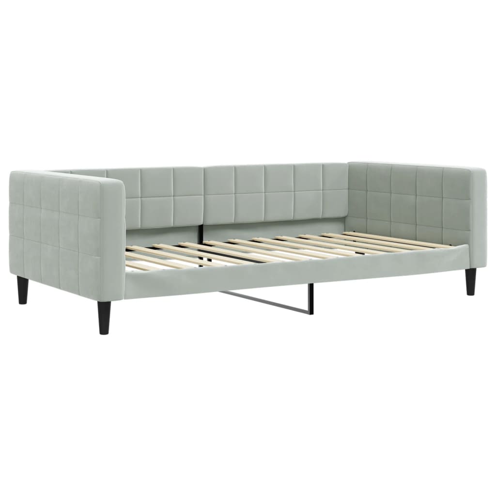 vidaXL Sofa rozsuwana z szufladami, jasnoszara, 100x200 cm, aksamit