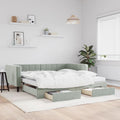vidaXL Sofa rozsuwana z szufladami, jasnoszara, 100x200 cm, aksamit