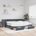 vidaXL Sofa rozsuwana z szufladami, ciemnoszara, 100x200 cm, aksamit