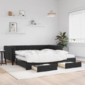 vidaXL Sofa rozsuwana z szufladami, czarna, 100x200 cm, aksamit