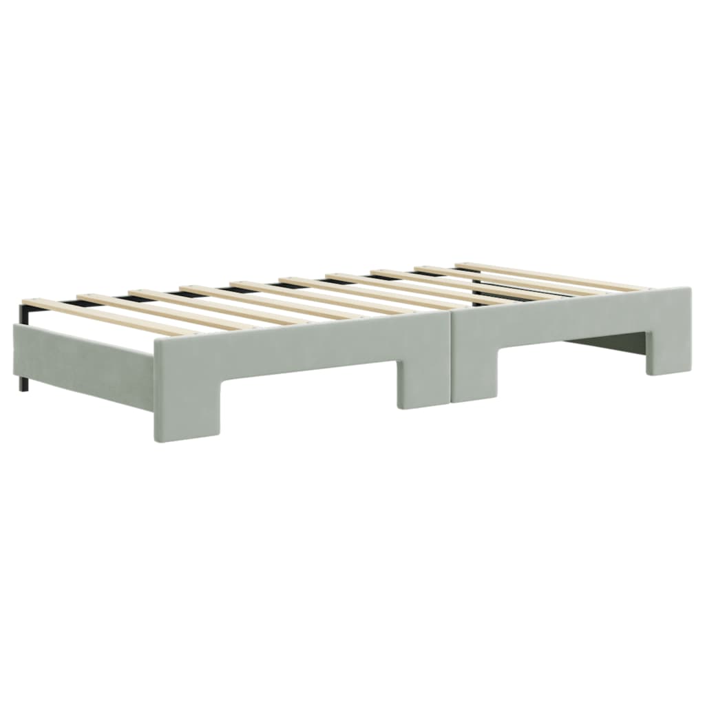vidaXL Sofa rozsuwana z szufladami, jasnoszara, 90x190 cm, aksamit