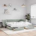 vidaXL Sofa rozsuwana z szufladami, jasnoszara, 90x190 cm, aksamit