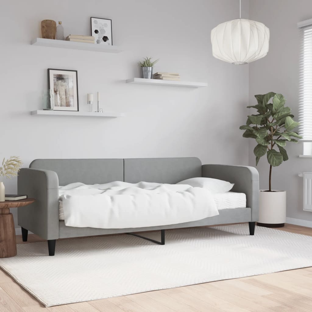 vidaXL Sofa z materacem do spania, jasnoszara, 80x200 cm, tkanina