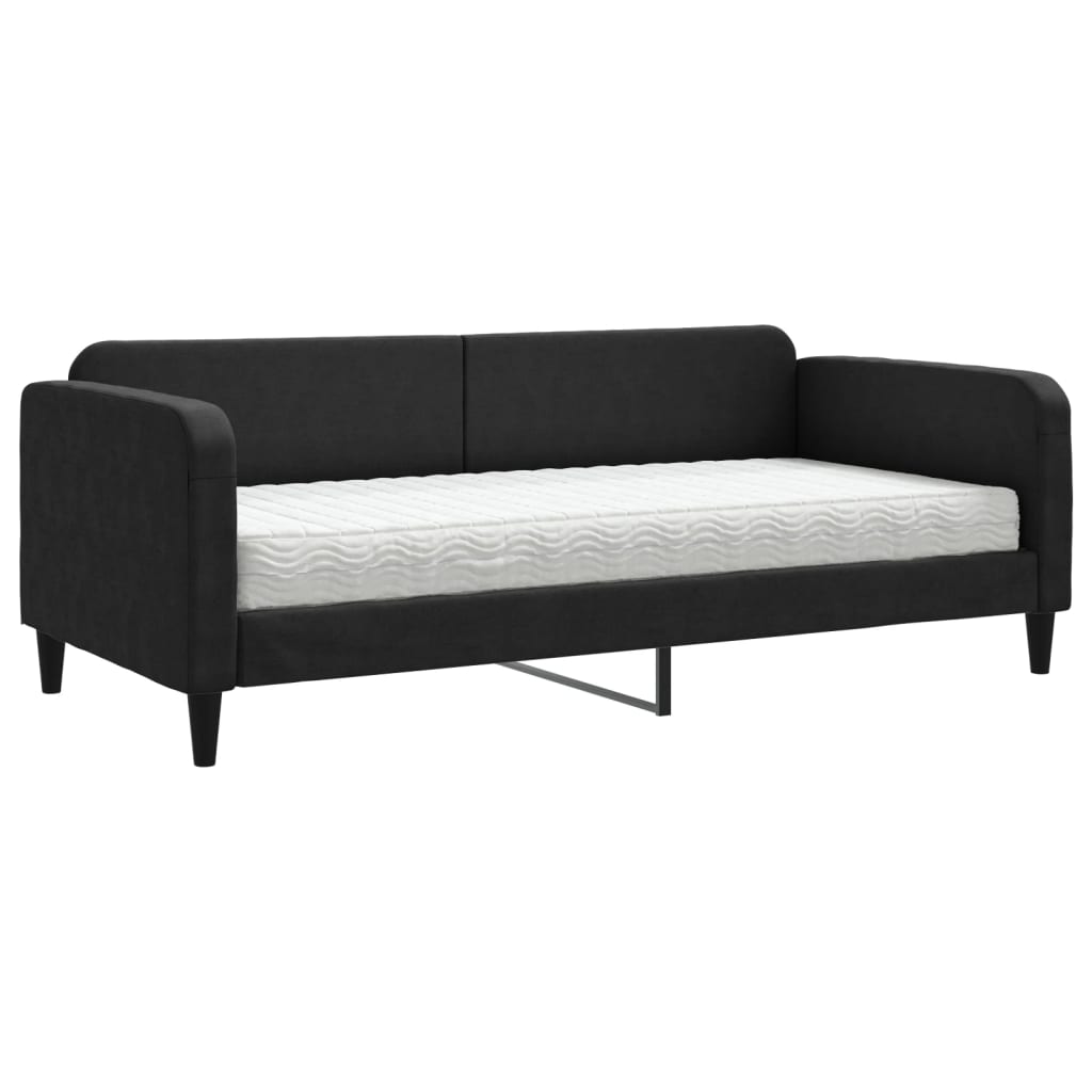 vidaXL Sofa z materacem do spania, czarna, 90x200 cm, tkanina