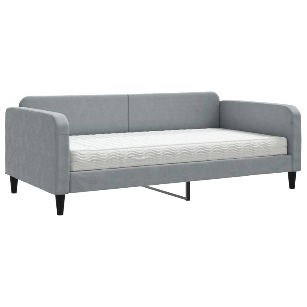 vidaXL Sofa z materacem do spania, jasnoszara, 100x200 cm, tkanina