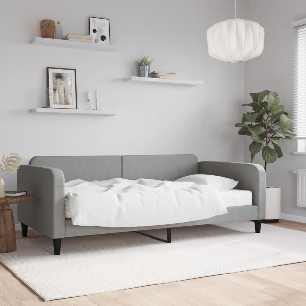 vidaXL Sofa z materacem do spania, jasnoszara, 100x200 cm, tkanina