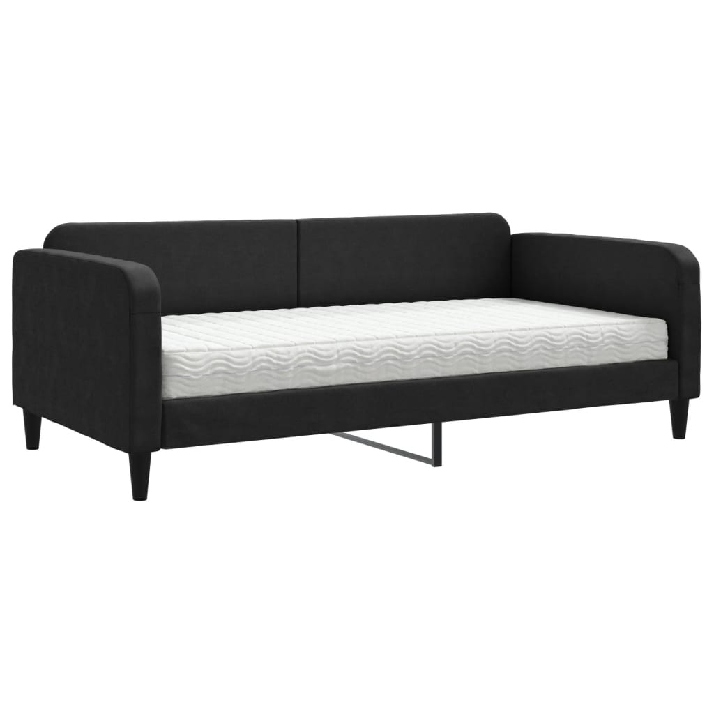 vidaXL Sofa z materacem do spania, czarna, 100x200 cm, tkanina