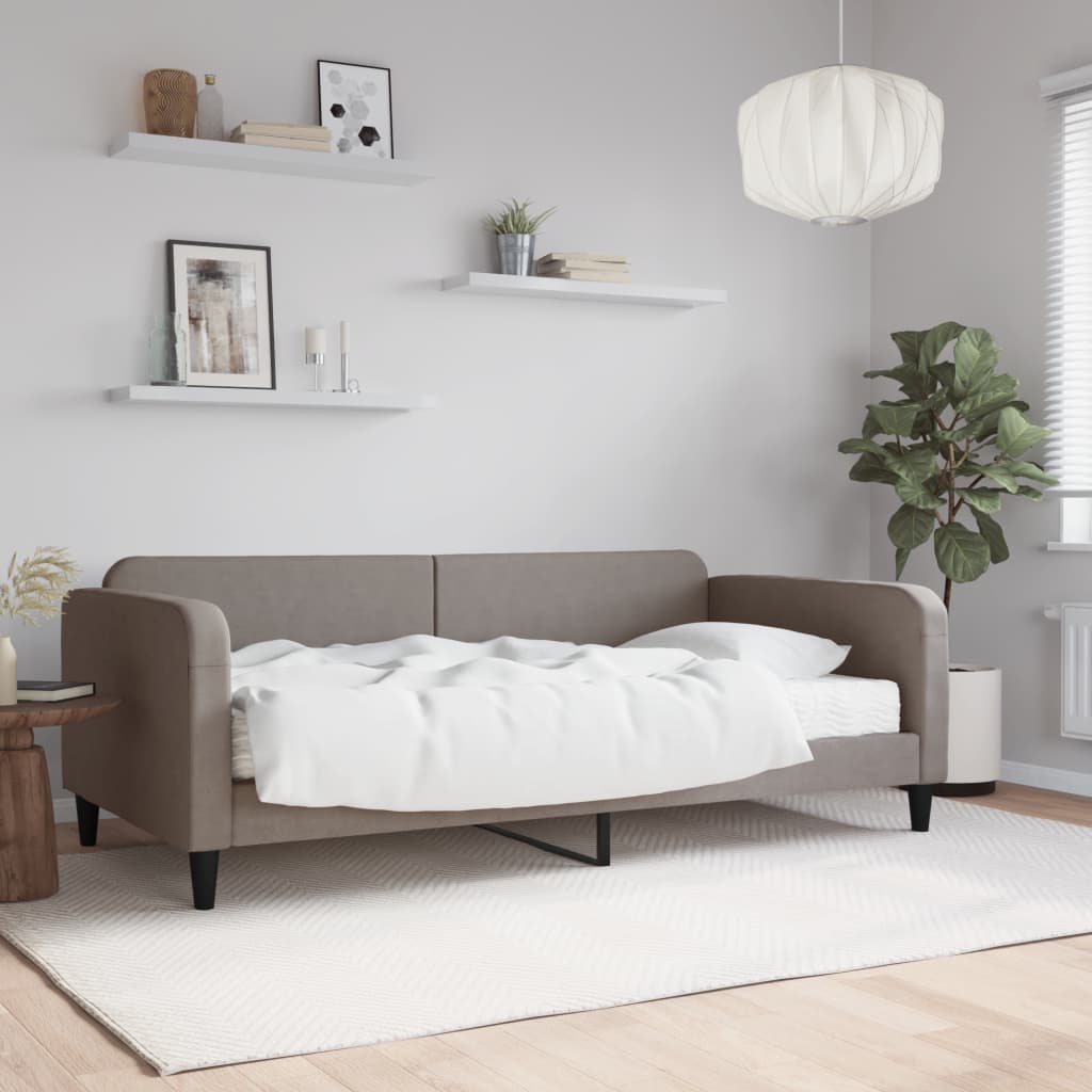 vidaXL Sofa z materacem do spania, kolor taupe, 100x200 cm, tkanina