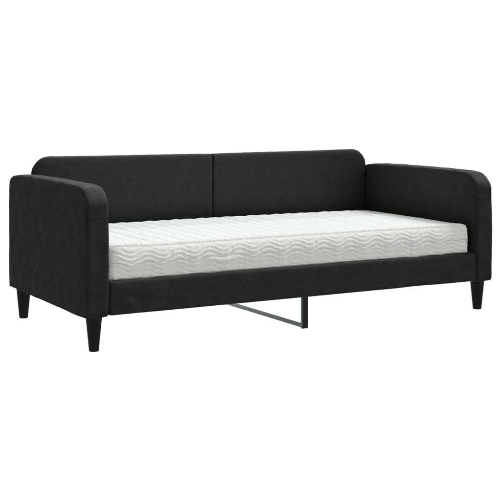 vidaXL Sofa z materacem, czarna, 90x190 cm, tkanina