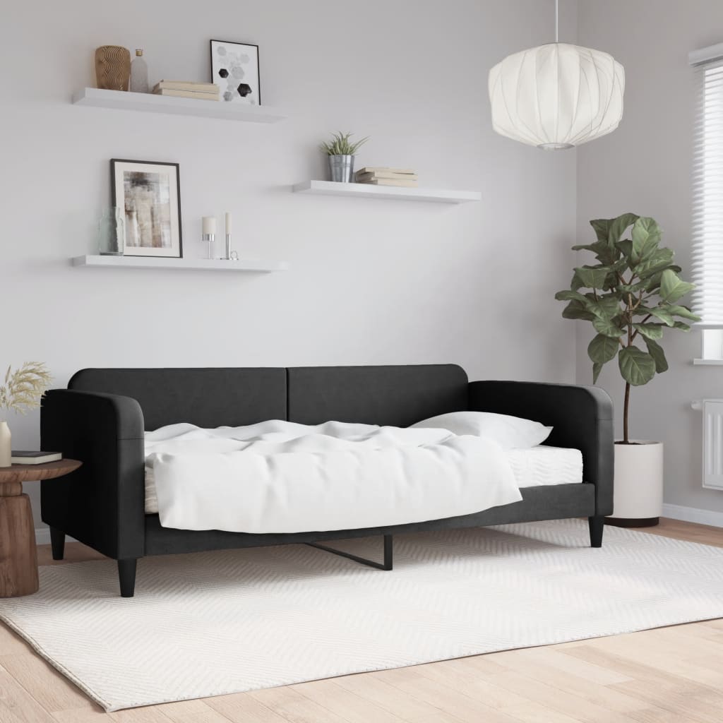 vidaXL Sofa z materacem, czarna, 90x190 cm, tkanina