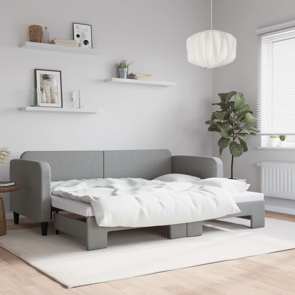 vidaXL Leżanka rozsuwana, jasnoszara, 80x200 cm, tkanina