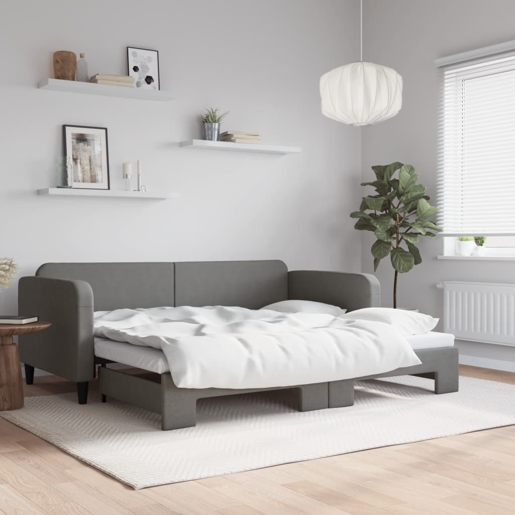 vidaXL Sofa rozsuwana, ciemnoszara, 90x200 cm, tkanina