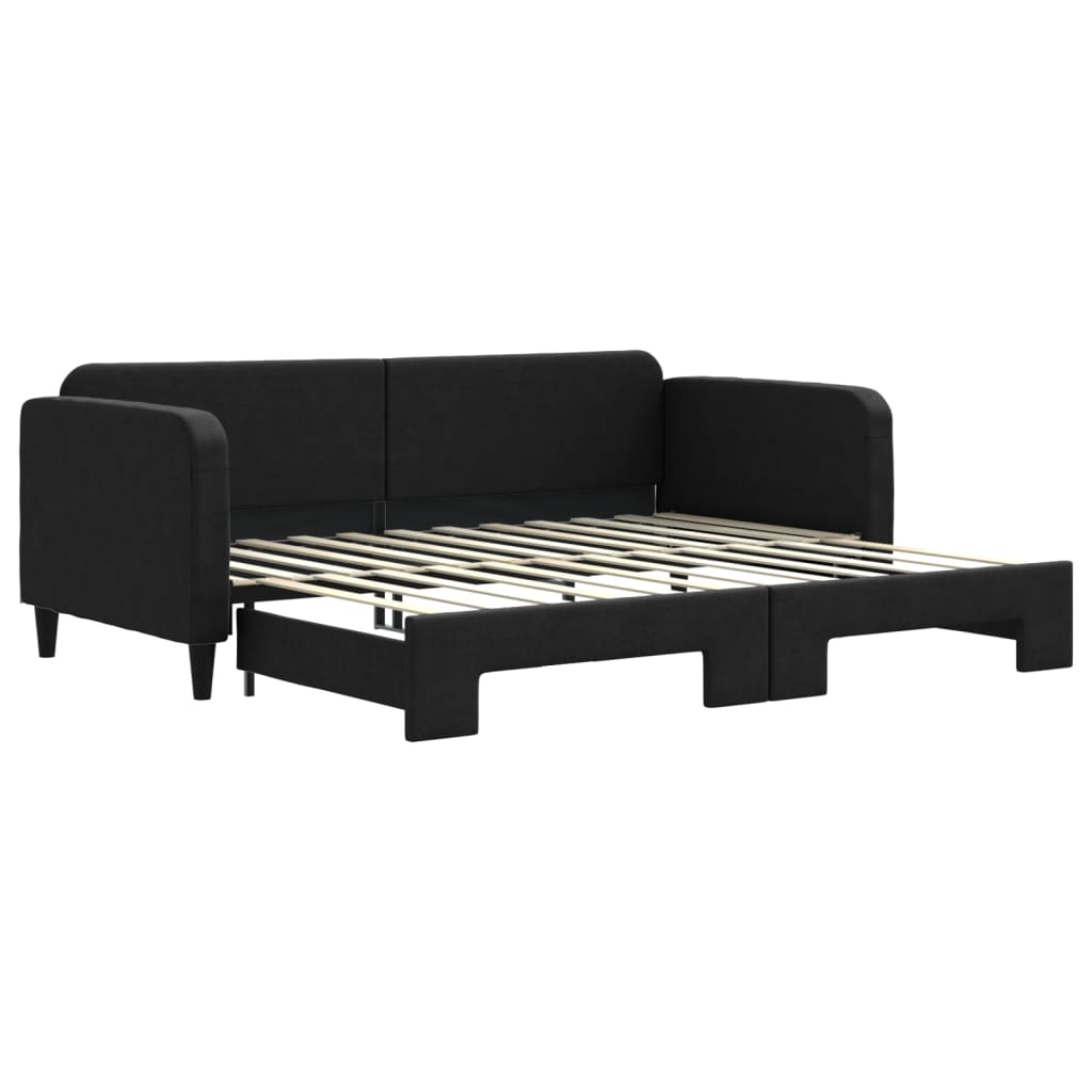 vidaXL Sofa rozsuwana, czarna, 90x200 cm, tkanina