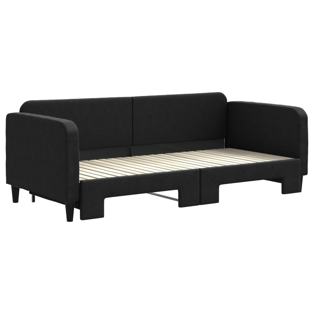 vidaXL Sofa rozsuwana, czarna, 90x200 cm, tkanina