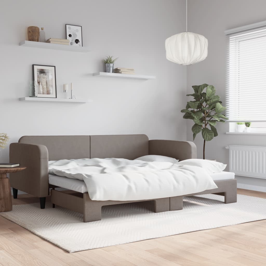 vidaXL Sofa rozsuwana, kolor taupe, 90x200 cm, tkanina