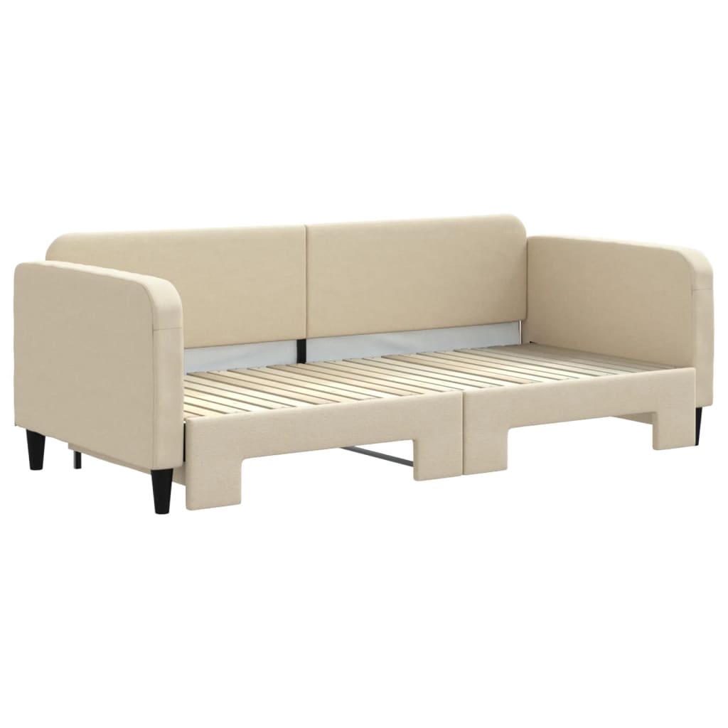 vidaXL Sofa rozsuwana, kremowa, 90x200 cm, tkanina