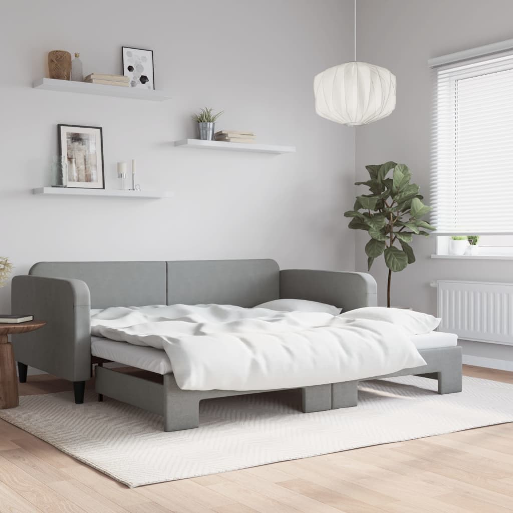 vidaXL Sofa rozsuwana, jasnoszara, 100x200 cm, tkanina