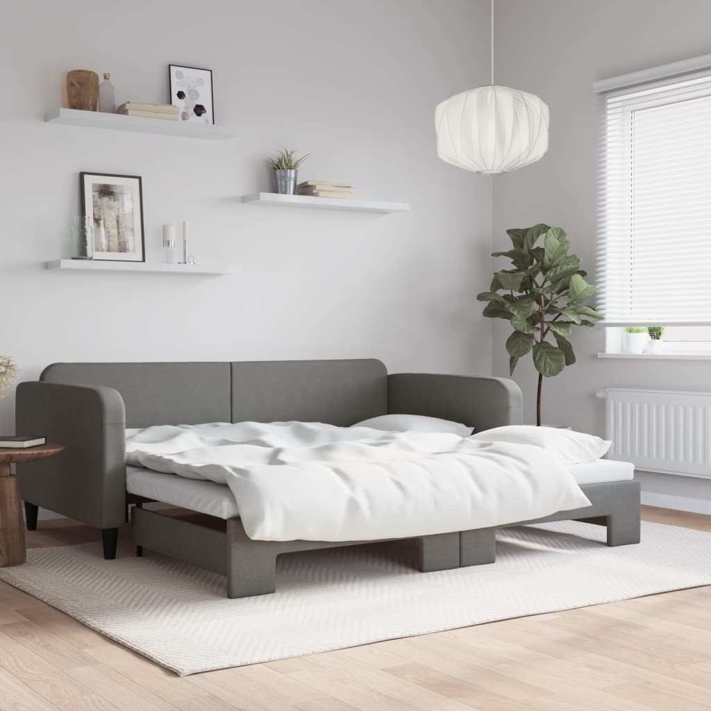 vidaXL Sofa rozsuwana, ciemnoszara, 100x200 cm, tkanina