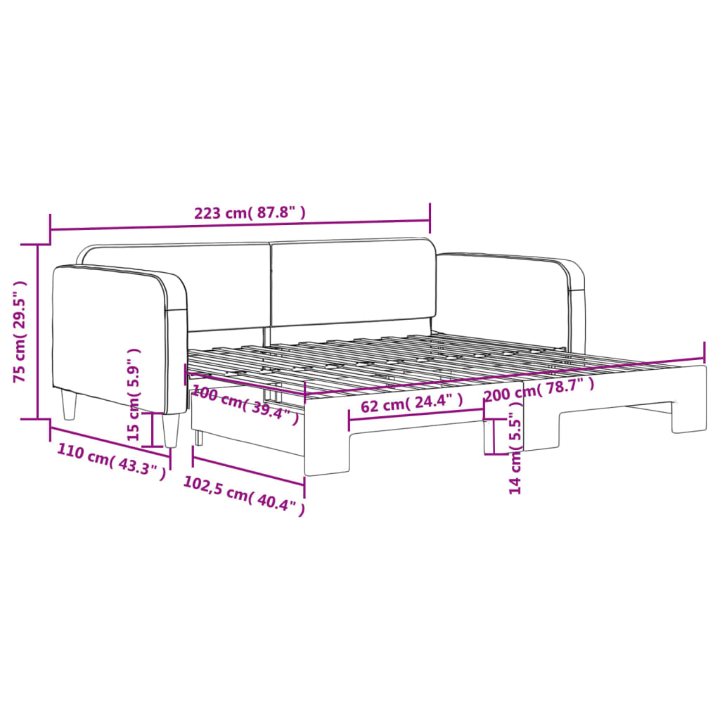 vidaXL Sofa rozsuwana, kolor taupe, 100x200 cm, tkanina